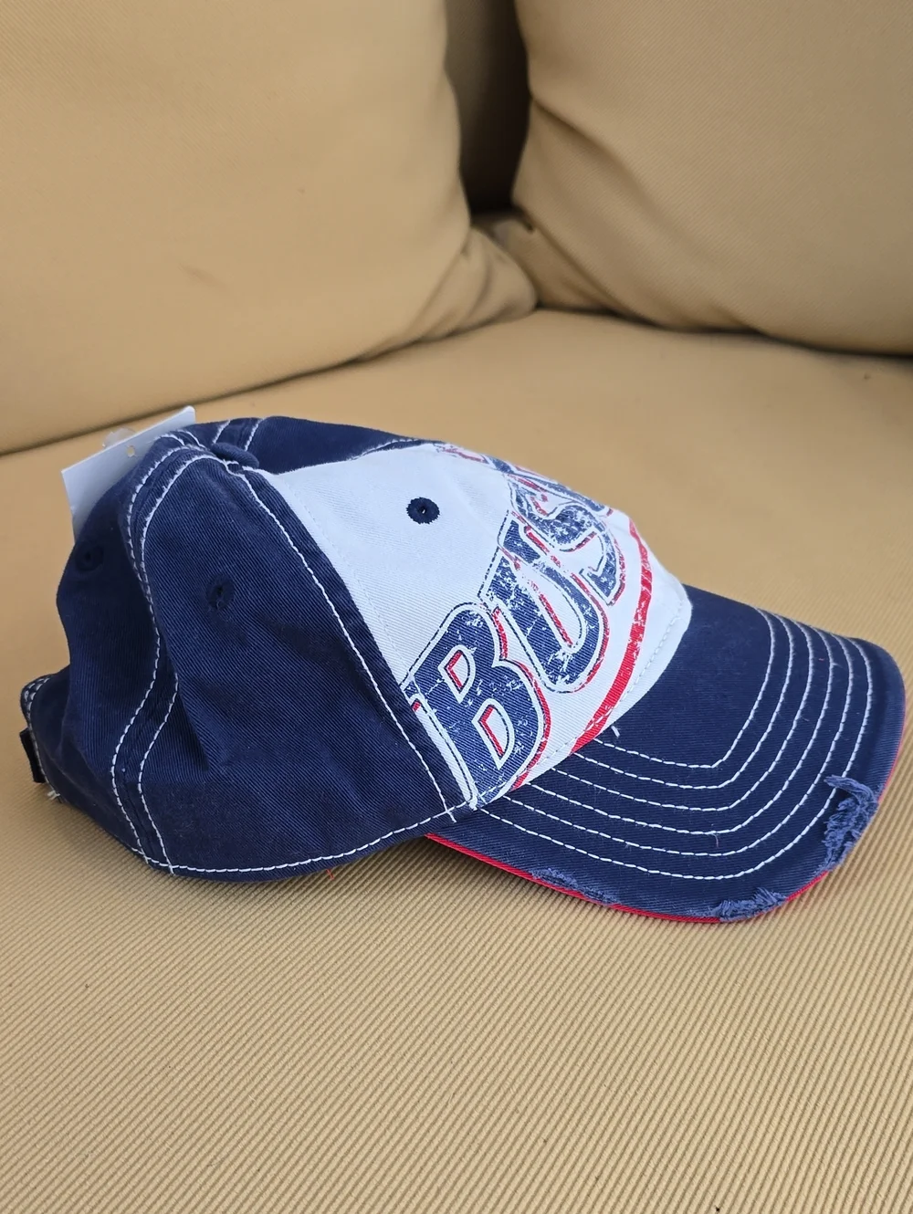 Busch Beer Logo Baseball Cap in Navy and White